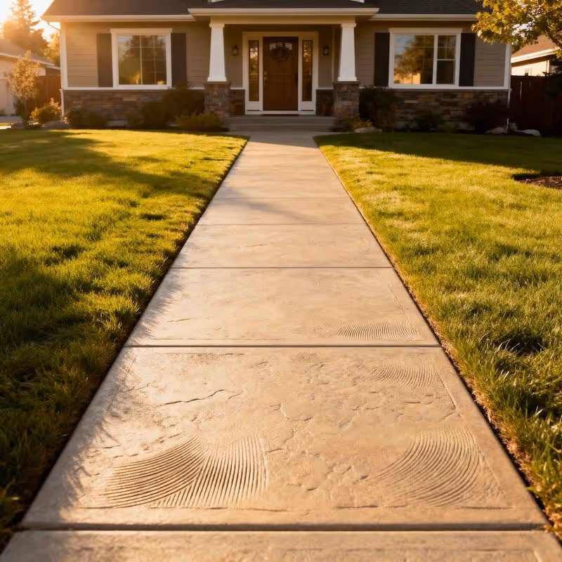 A stamped concrete products on a nice entryway sidewalk in Spokane WA - Concrete Revival